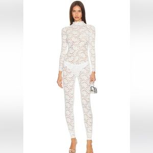 Kim Shui White Lace Long-Sleeve Jumpsuit
